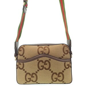 GUCCI Jumbo GG Messenger Crossbody Bag Brown